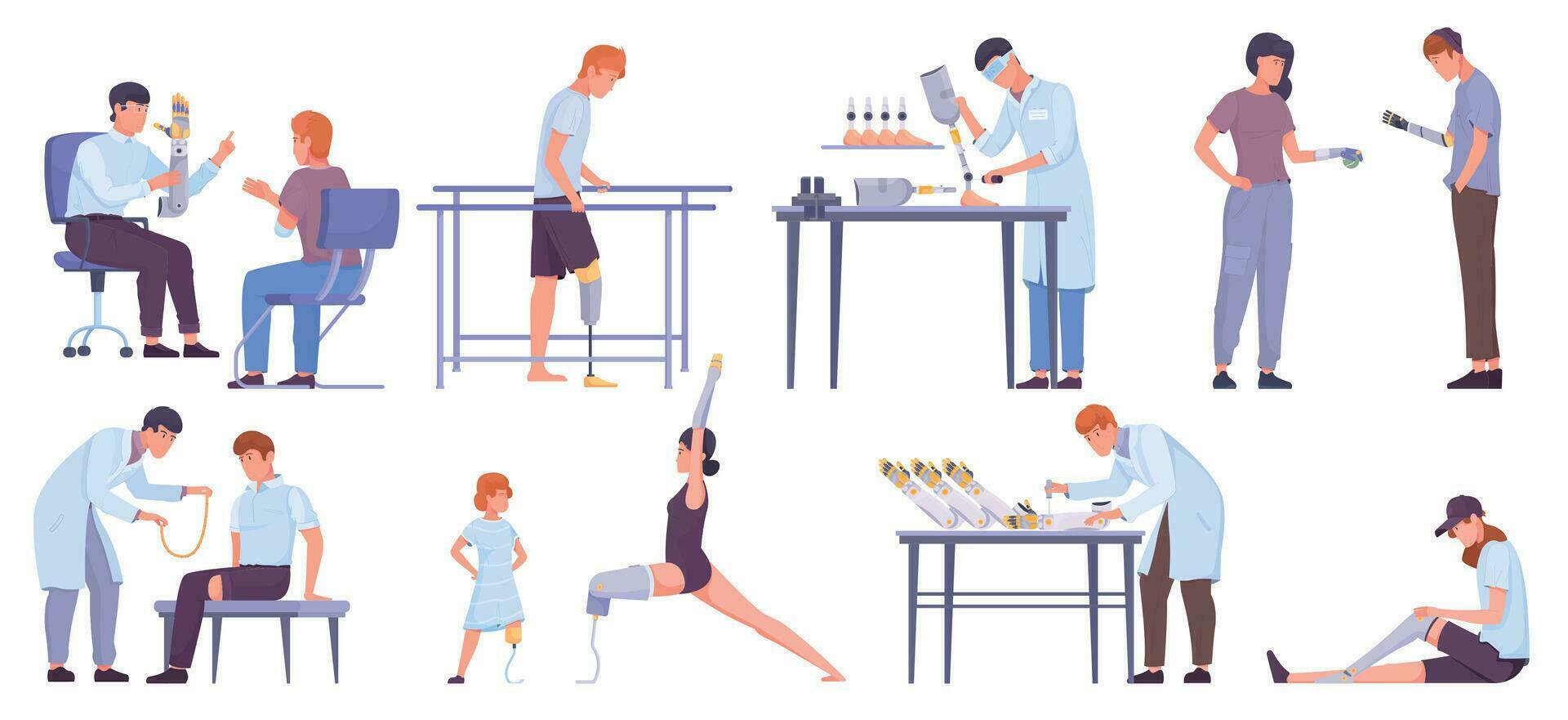 Robotic Prosthetics Compositions Set vector