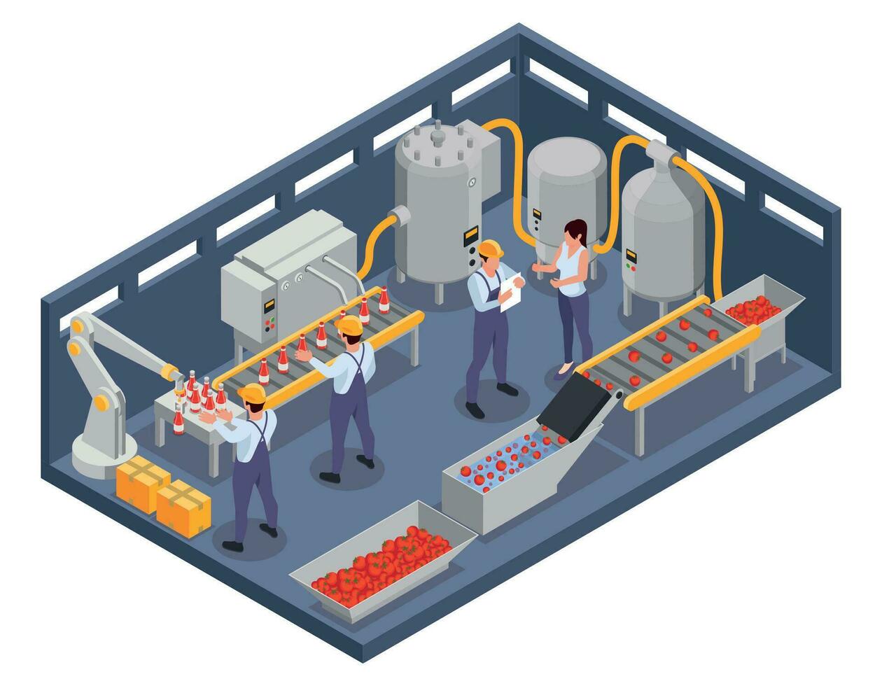 Tomatoes Production Facility Composition vector