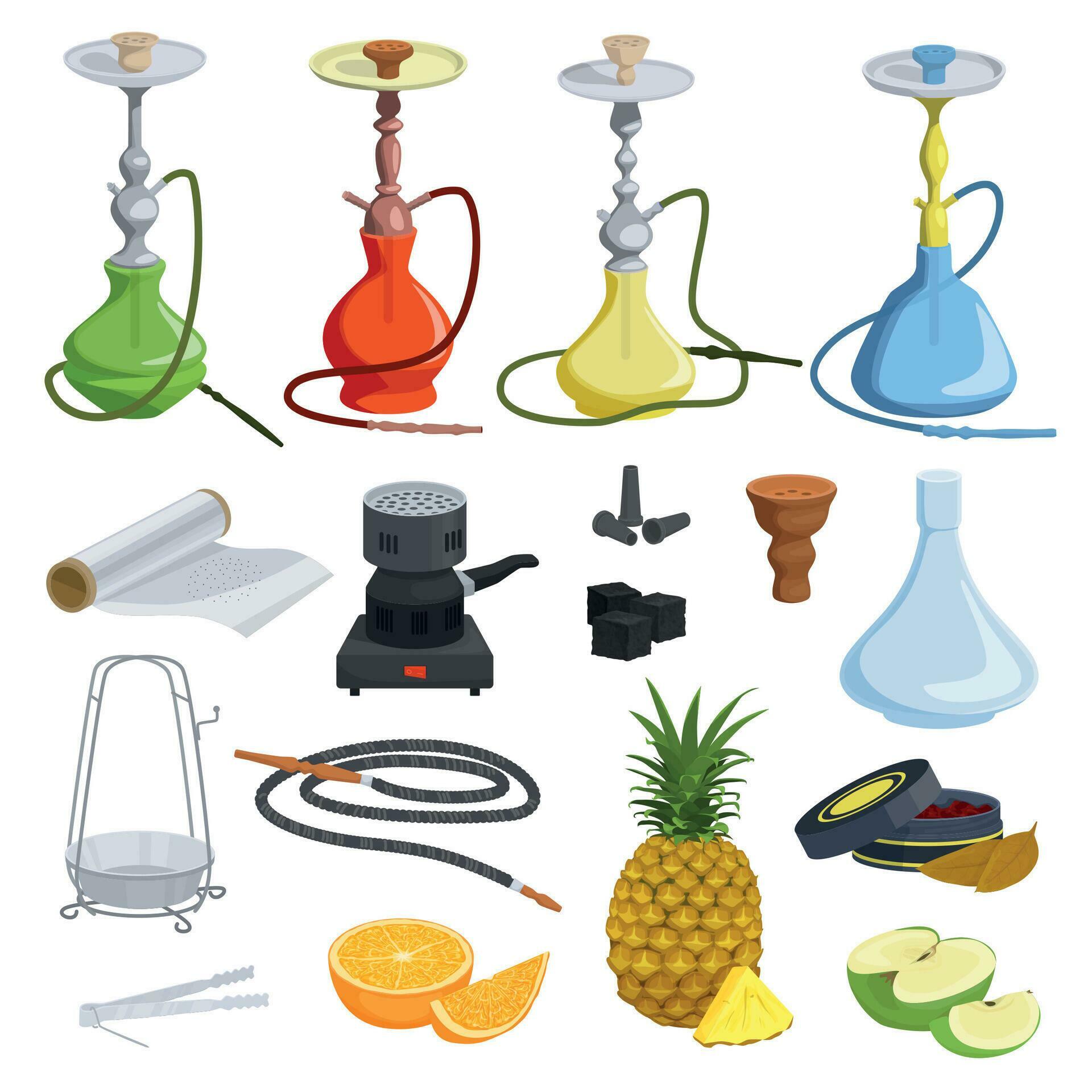 Hookah Flat Set 25803369 Vector Art at Vecteezy