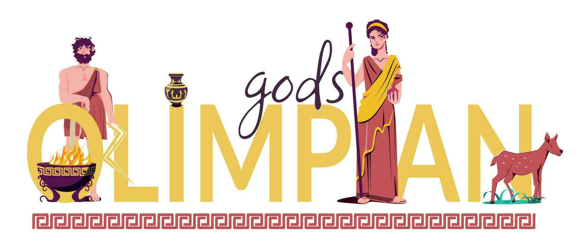 Olympian Gods Flat Text Composition vector