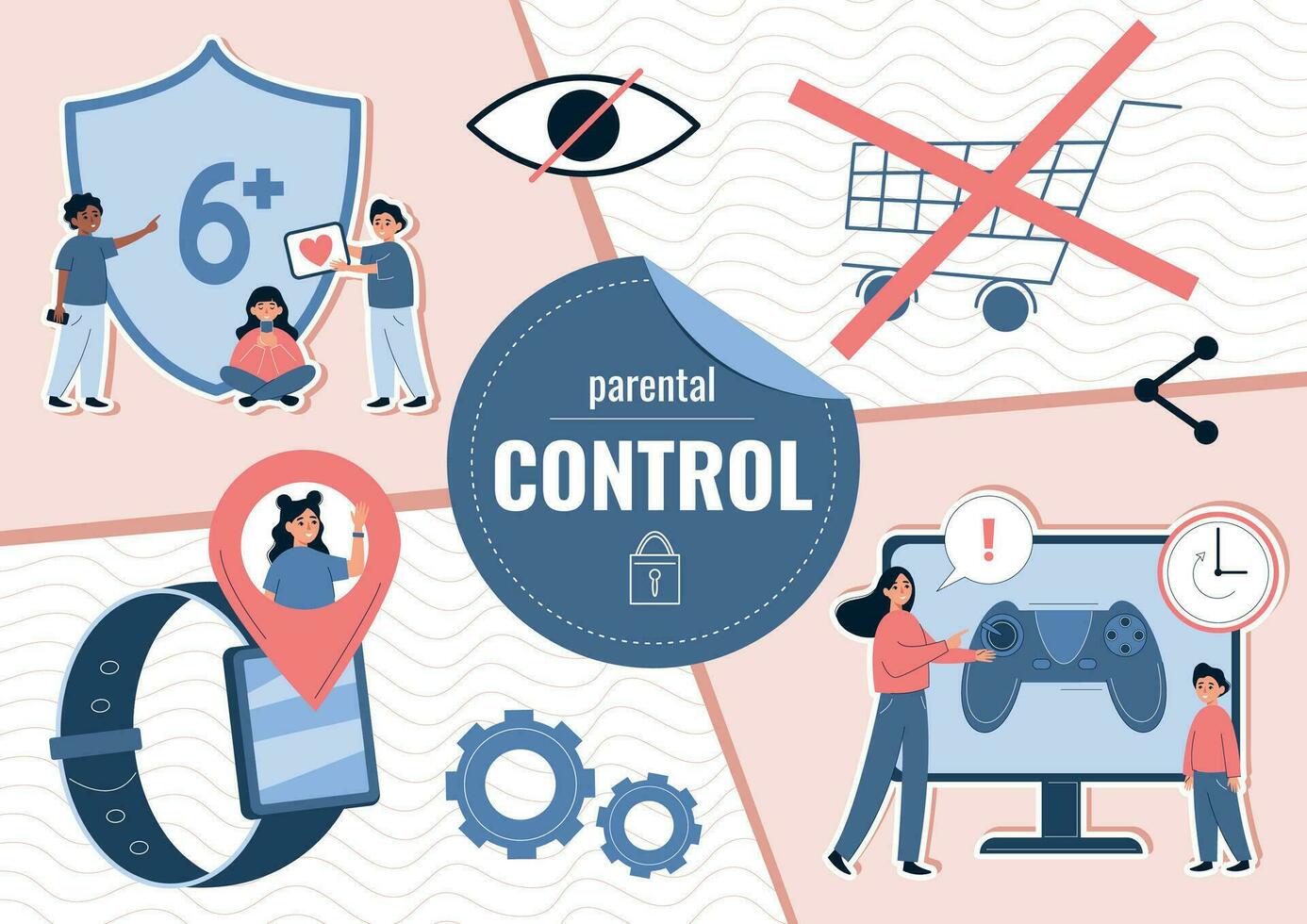 Parental Control Collage Composition vector