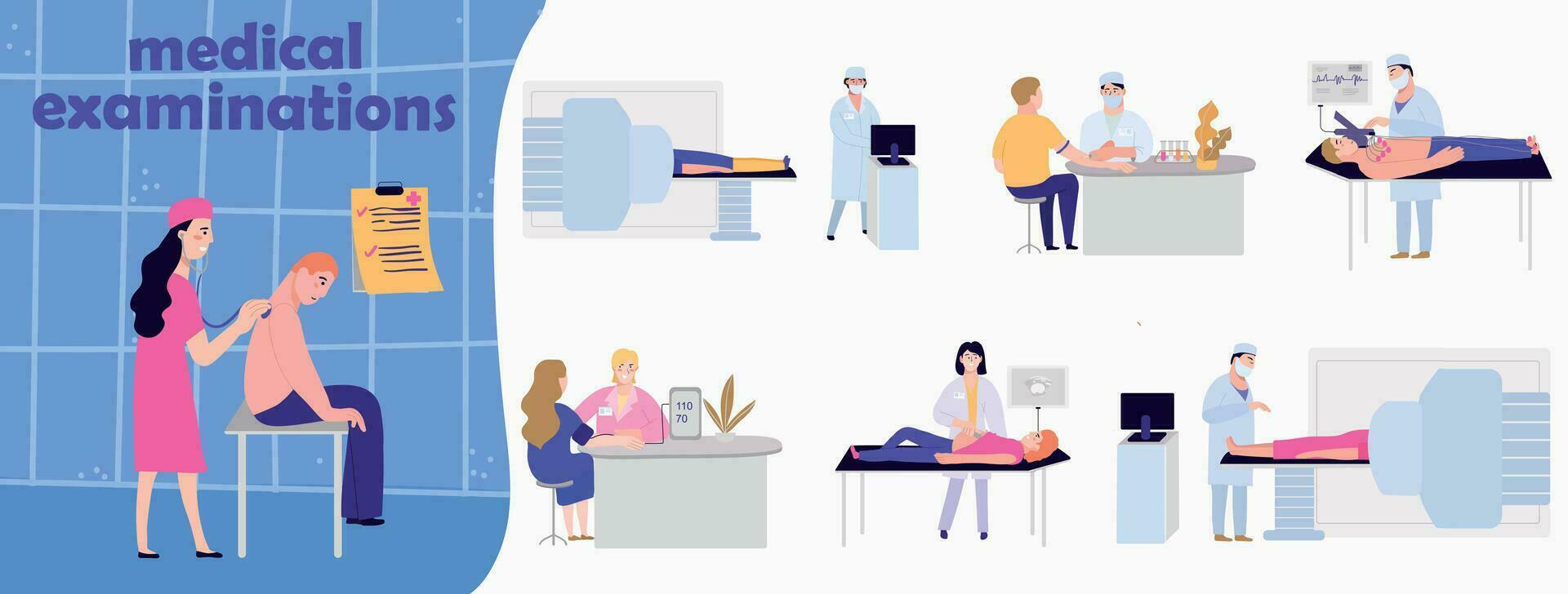 Medical Examinations Compositions Set vector