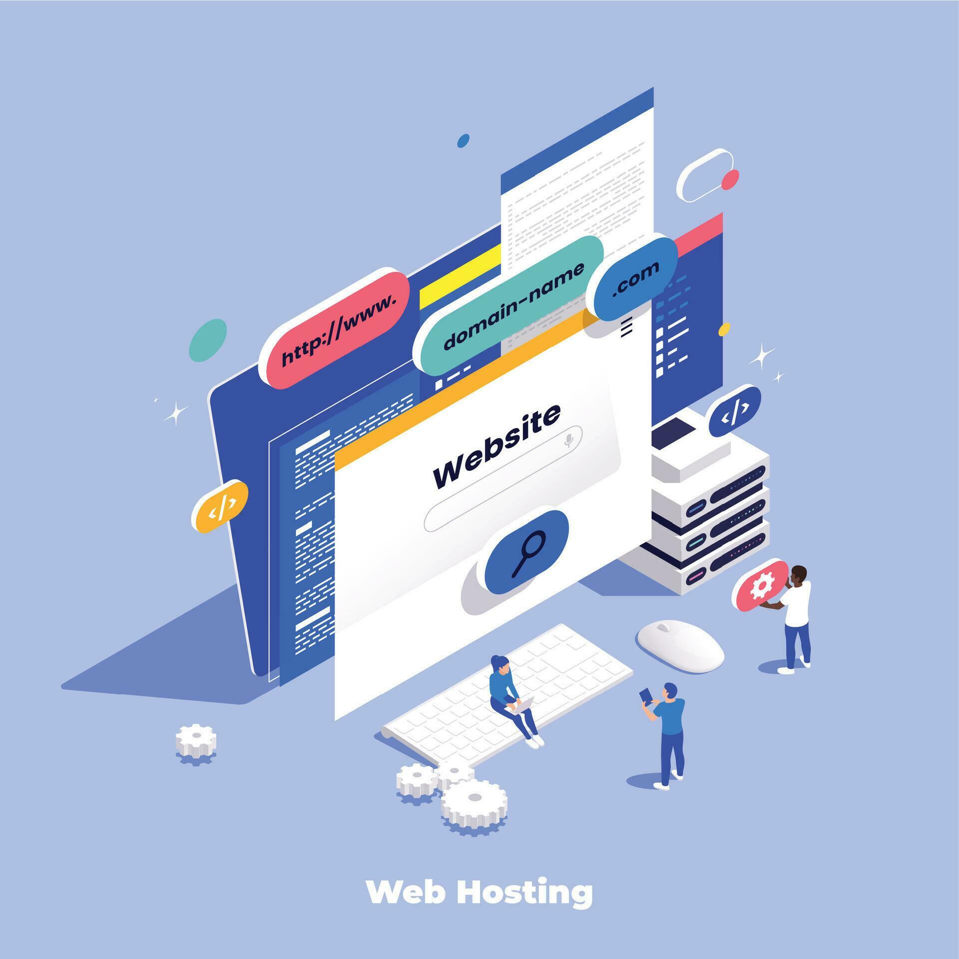 Web Hosting Computer Composition 25803440 Vector Art at Vecteezy
