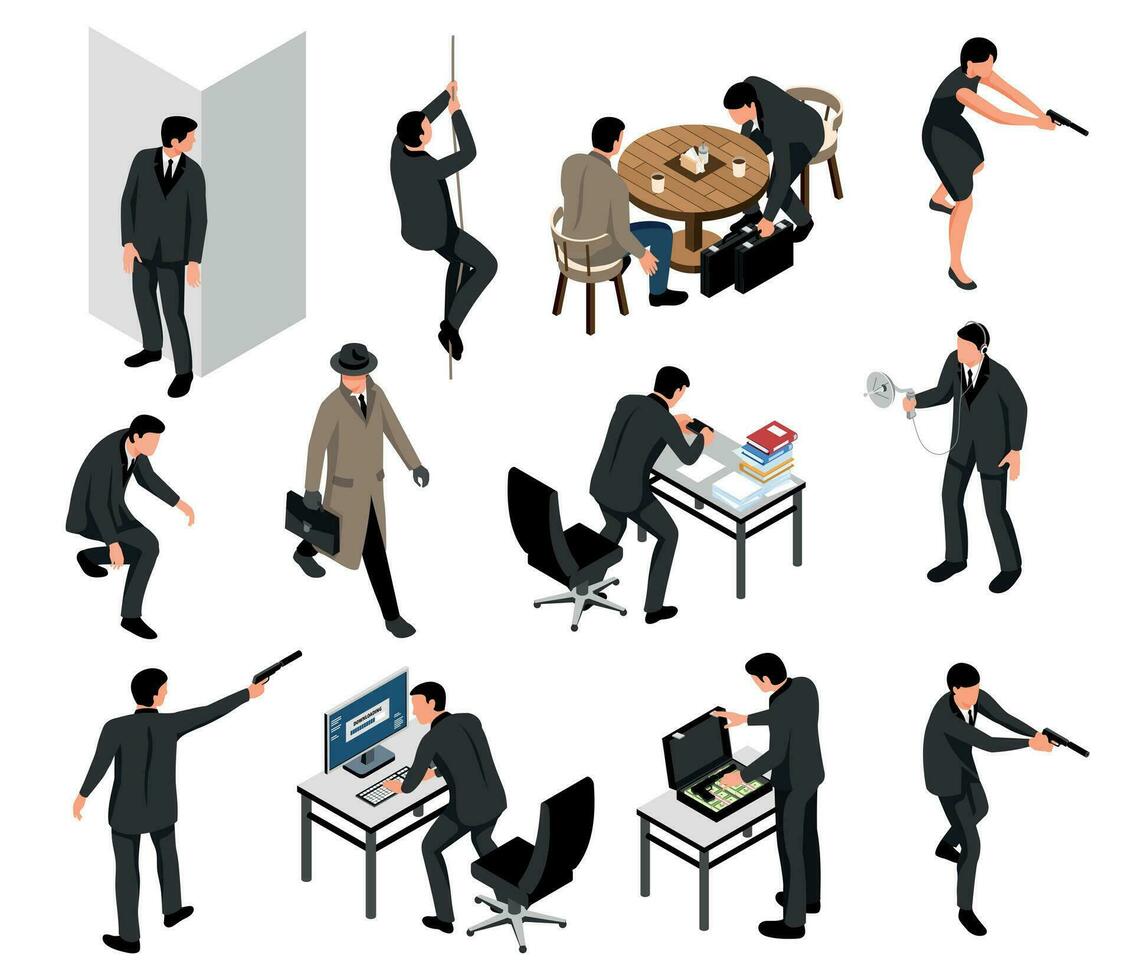Isometric Spy Set vector