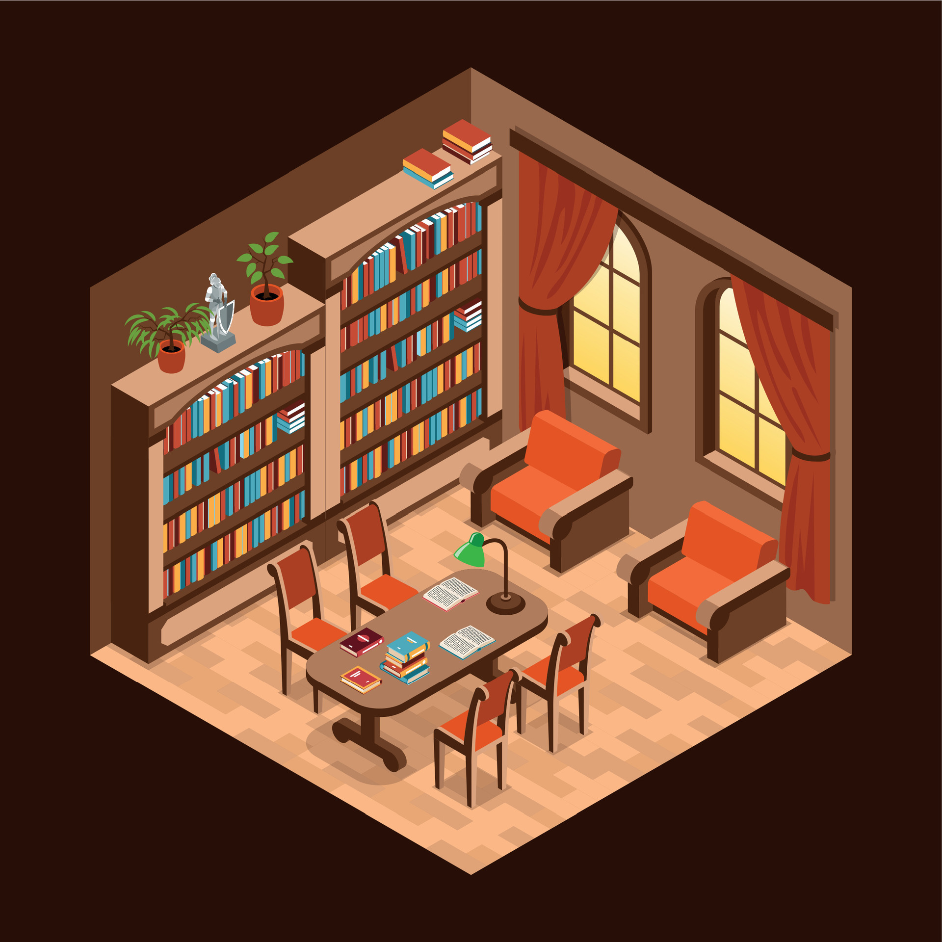 Isometric Library Interior 25803484 Vector Art at Vecteezy