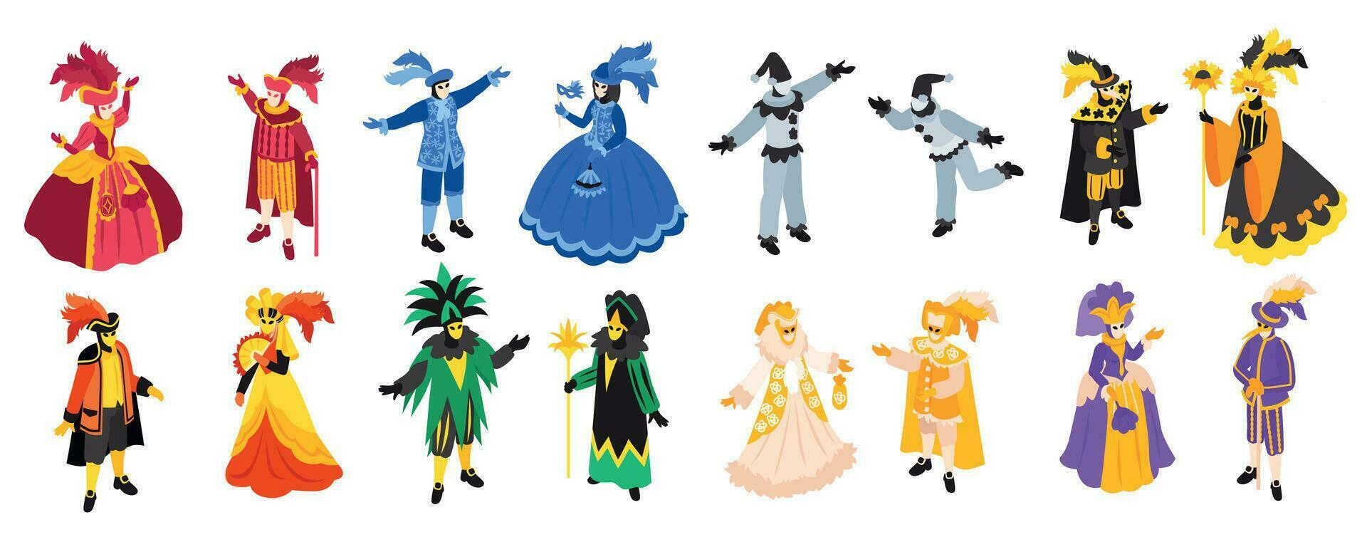 Venetian Costumes Carnival Set vector