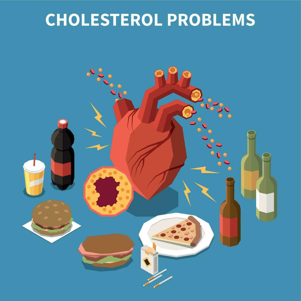 Cholesterol Problems Isometric vector