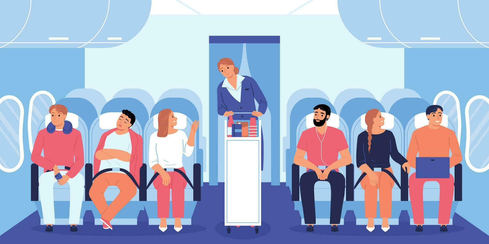 Airplane Interior Flat vector