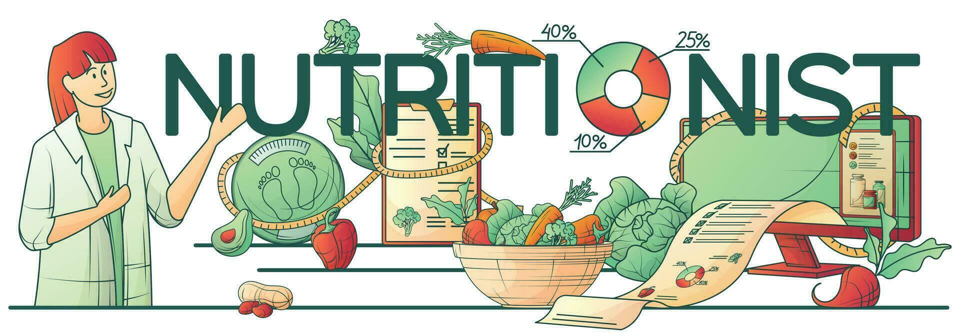 Nutritionist Dietitian Dietologist Composition vector