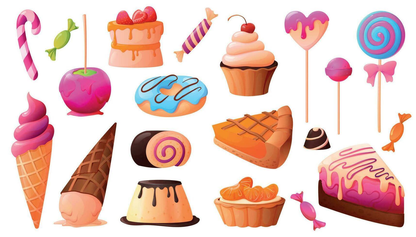 Candy Sweets Cartoon Set vector