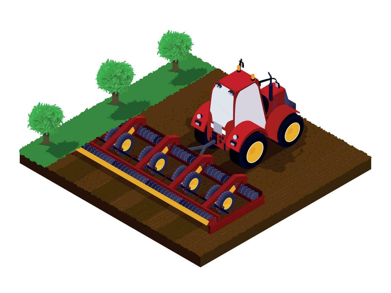 Agricultural Works Plowing Composition vector