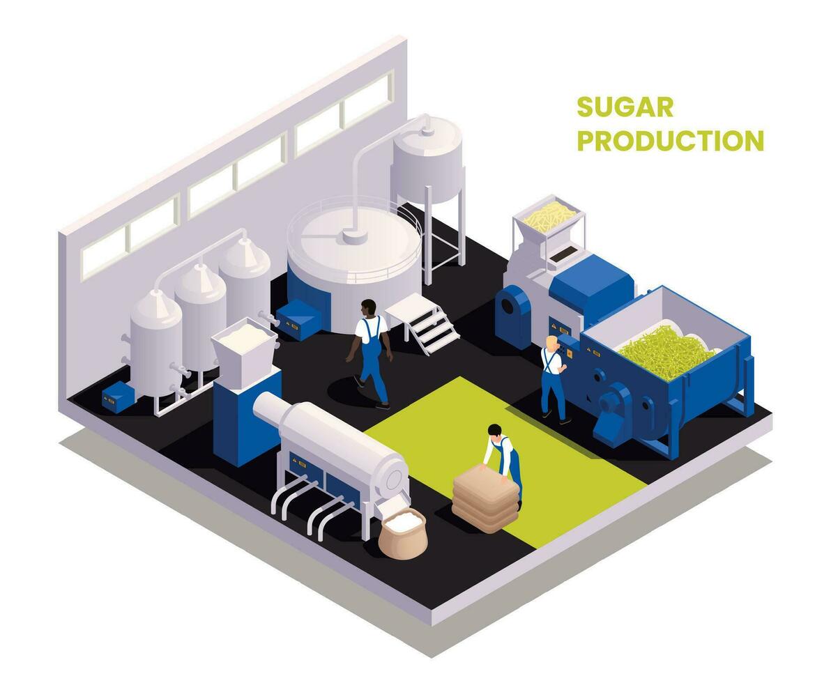 Sugar Production Isometric Composition vector