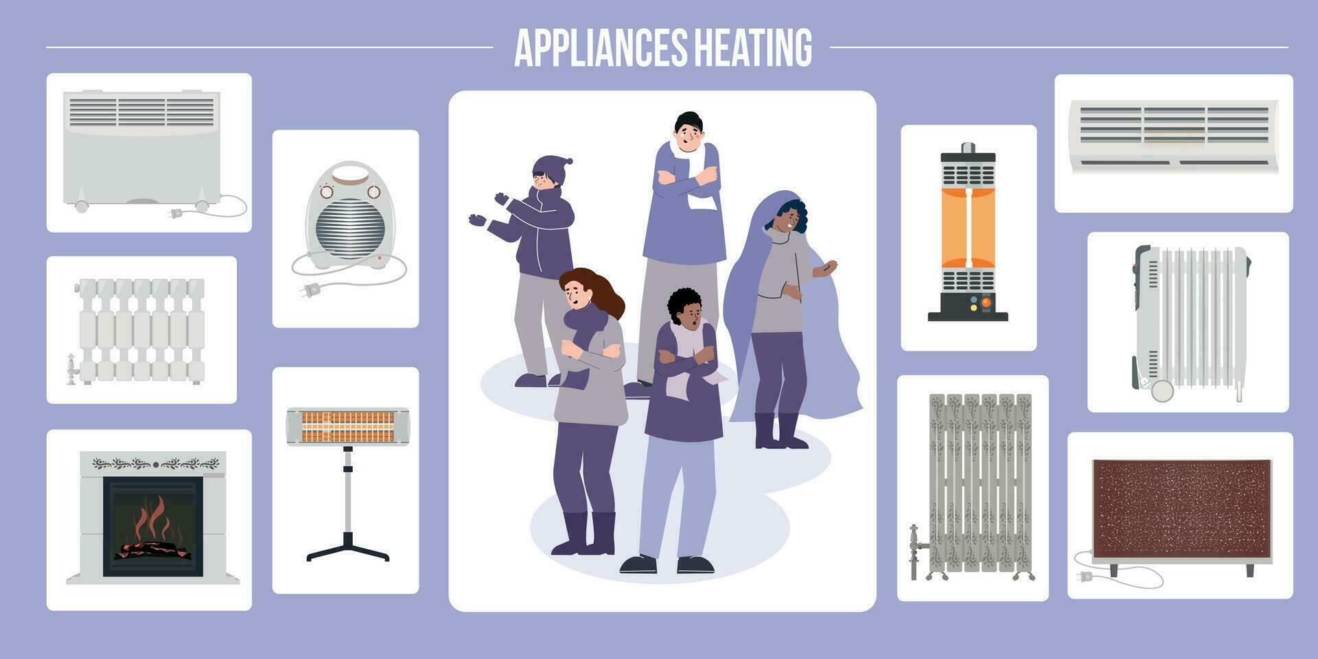 Heating Appliances Flat Infographics vector