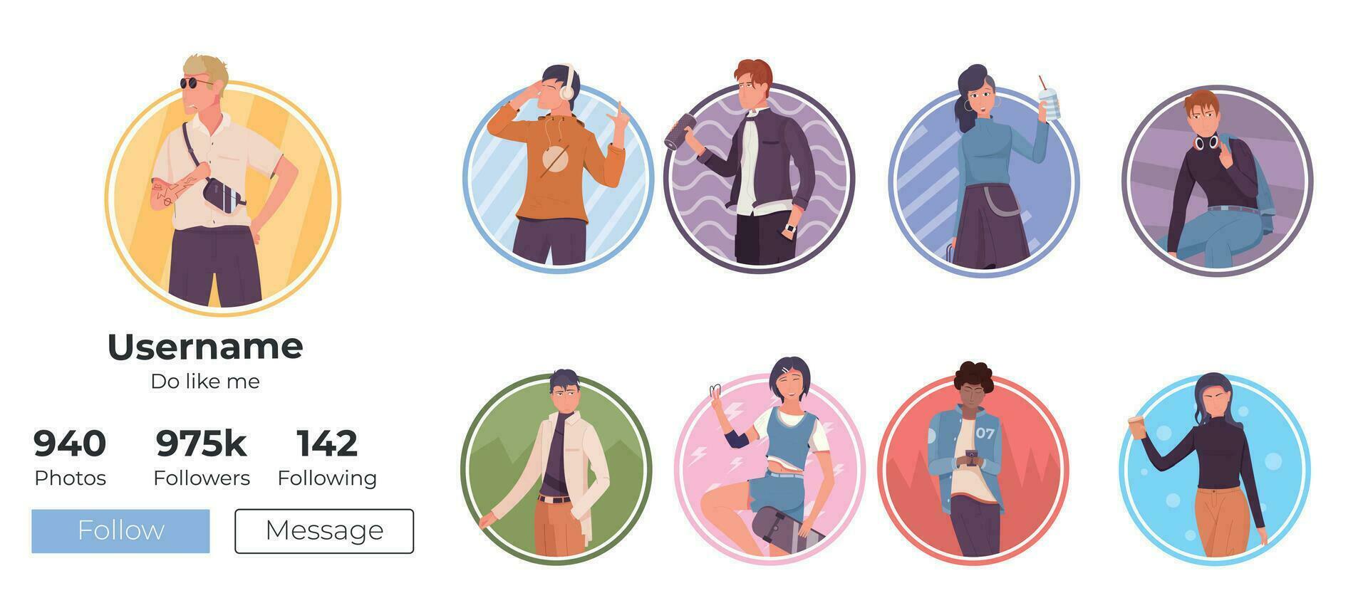 People Lifestyle Avatars Set vector