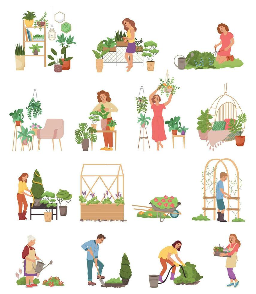 hogar jardinería composiciones conjunto vector