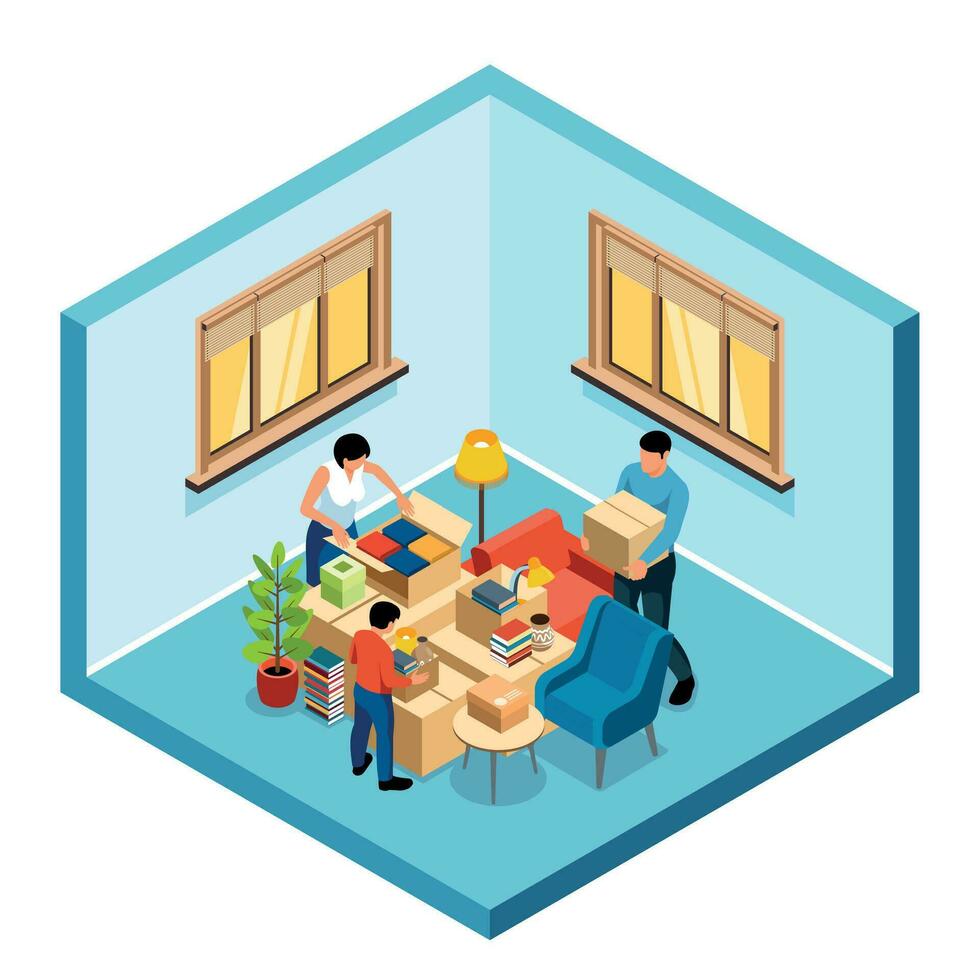 Family Moving Concept vector