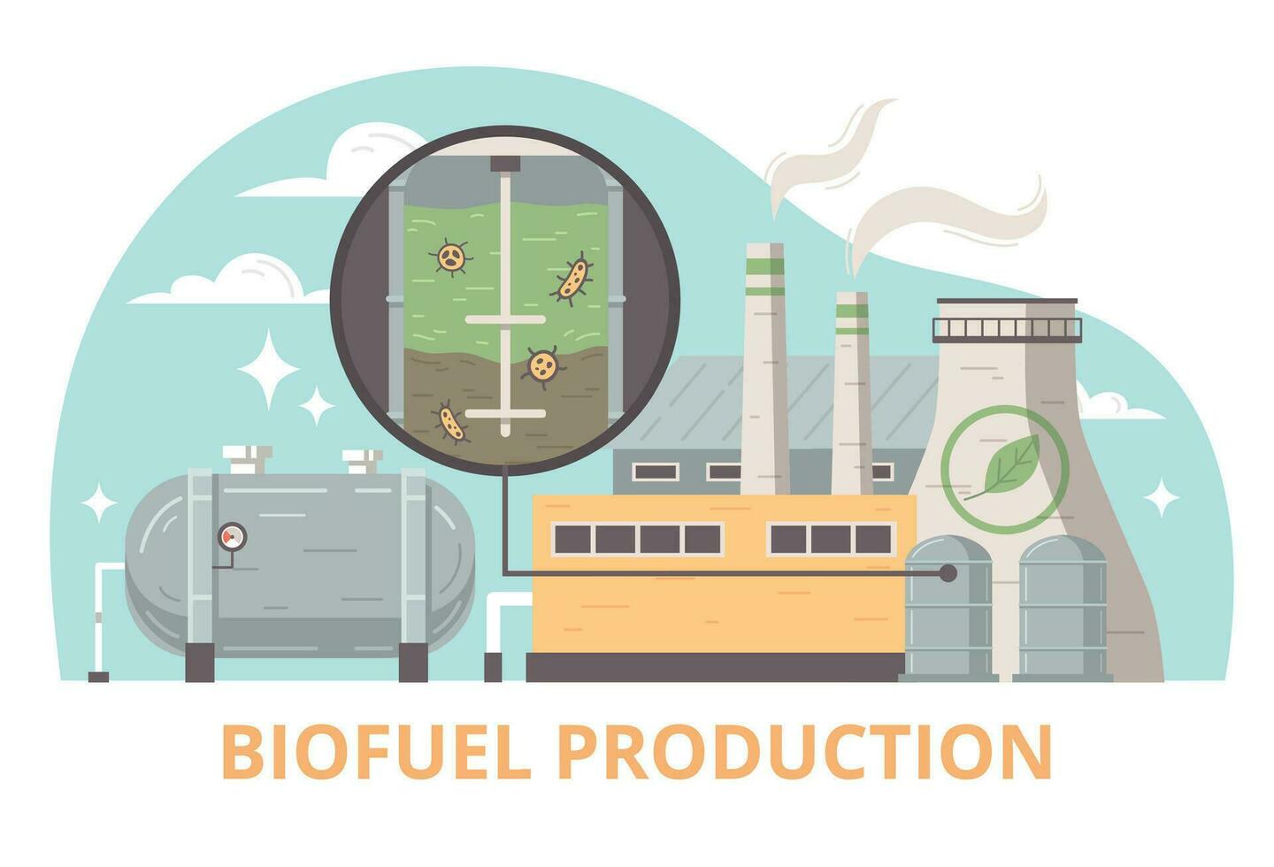 biocombustible producción plano vector ilustración