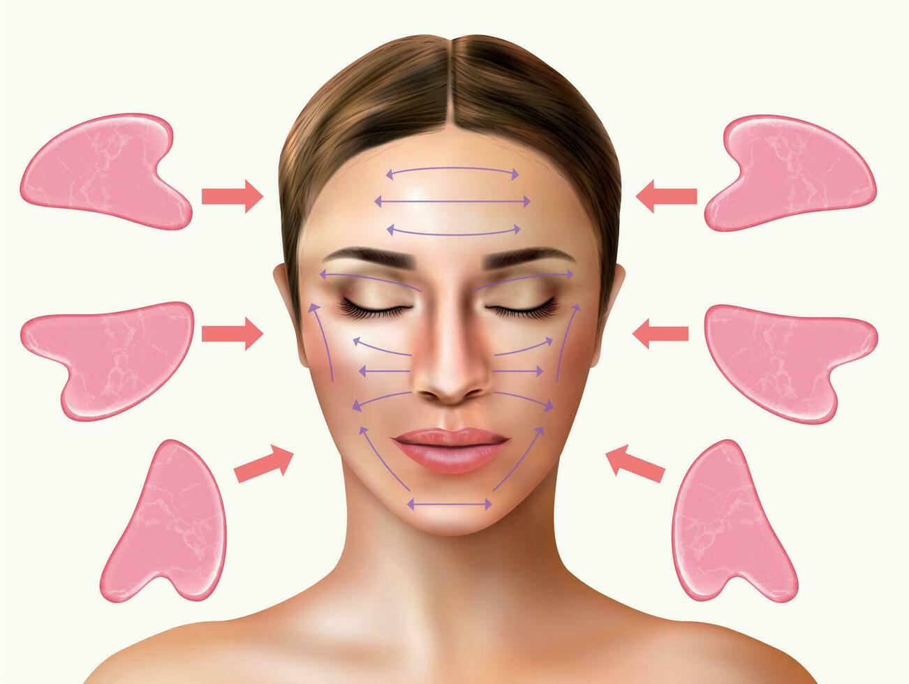 gua sha masaje composición vector