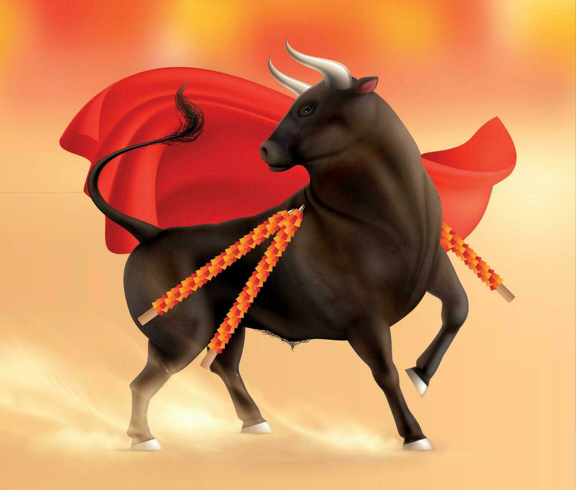 Color Bull Corrida Composition vector