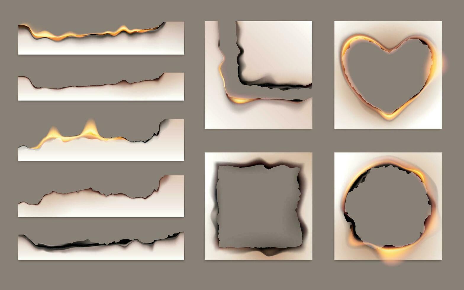 Burned Paper Pieces Set vector