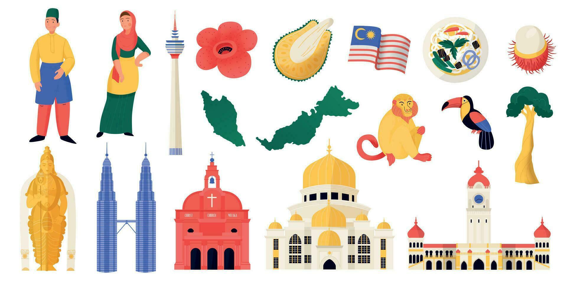 Malaysia Travel Set vector