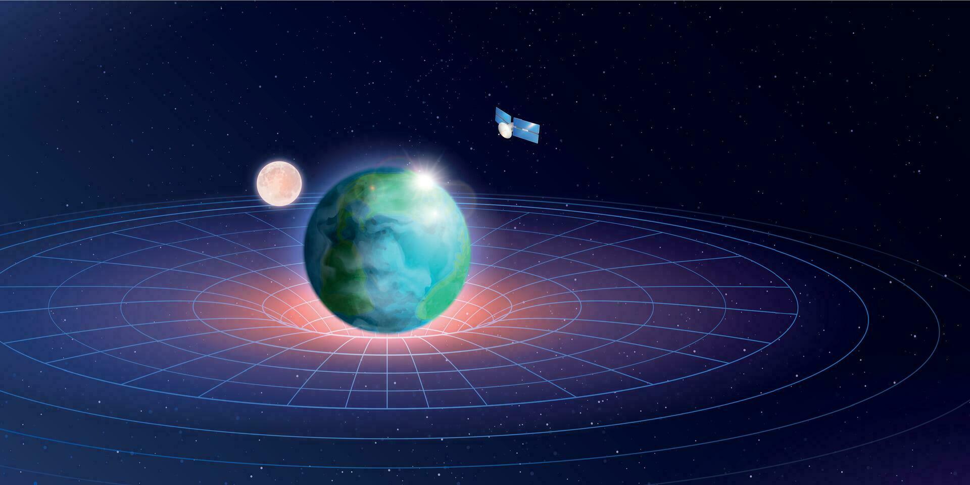Planets 3D Grid Composition vector