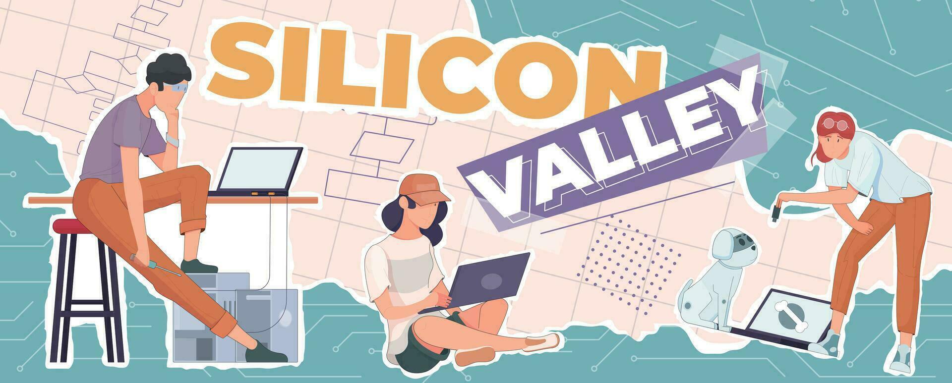 Silicon Valley Collage Composition vector