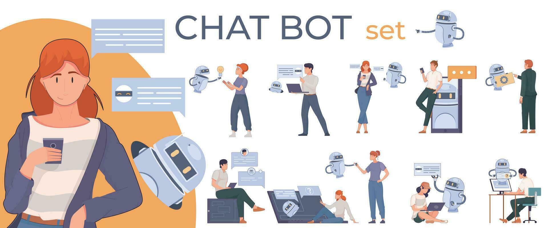 Chat Bot Icon Set vector