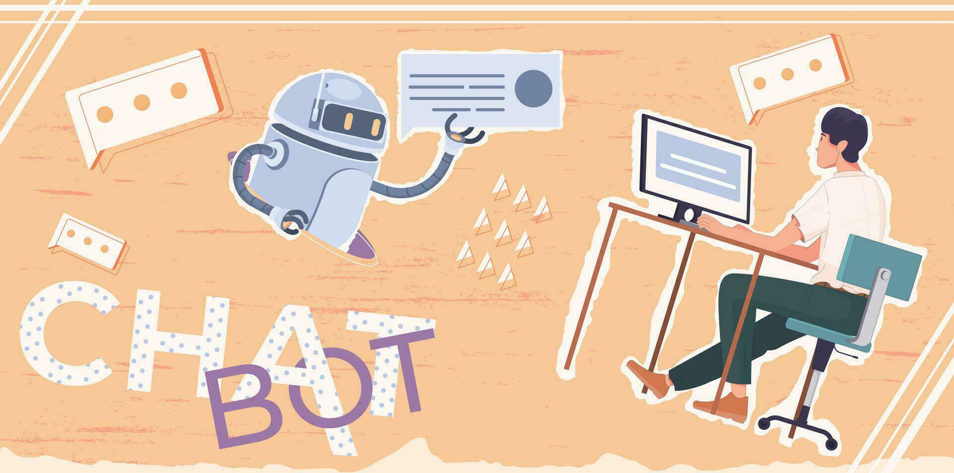 Chat Bot Collage Composition vector