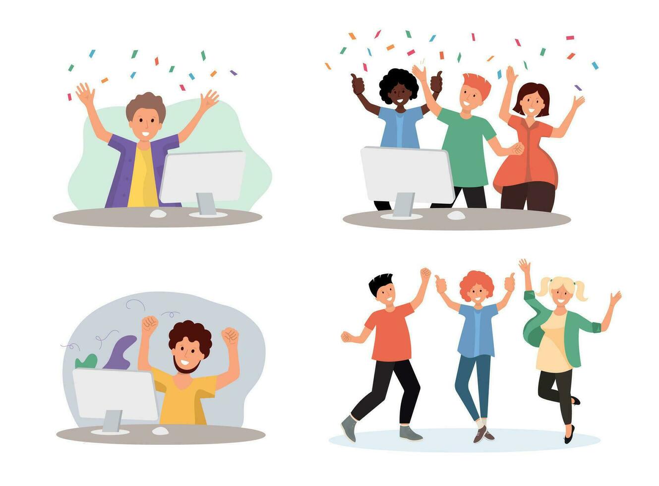 Happy People Flat Compositions vector