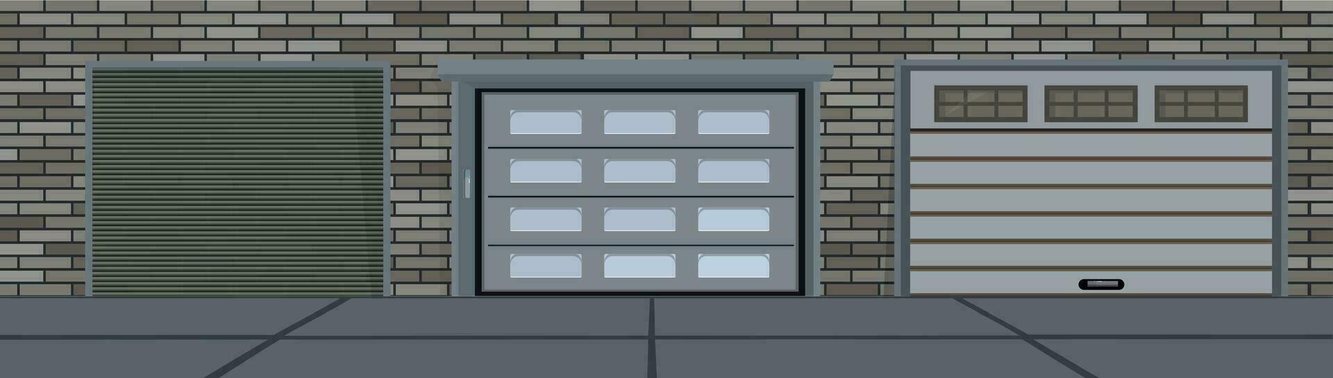 Garage Doors Realistic Composition vector
