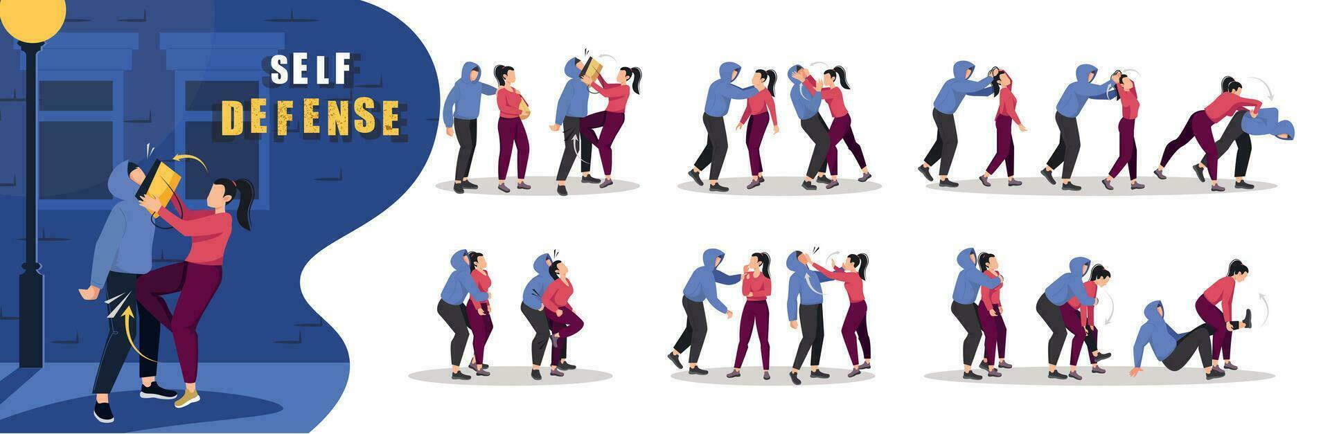 Self Defense Training Compositions vector