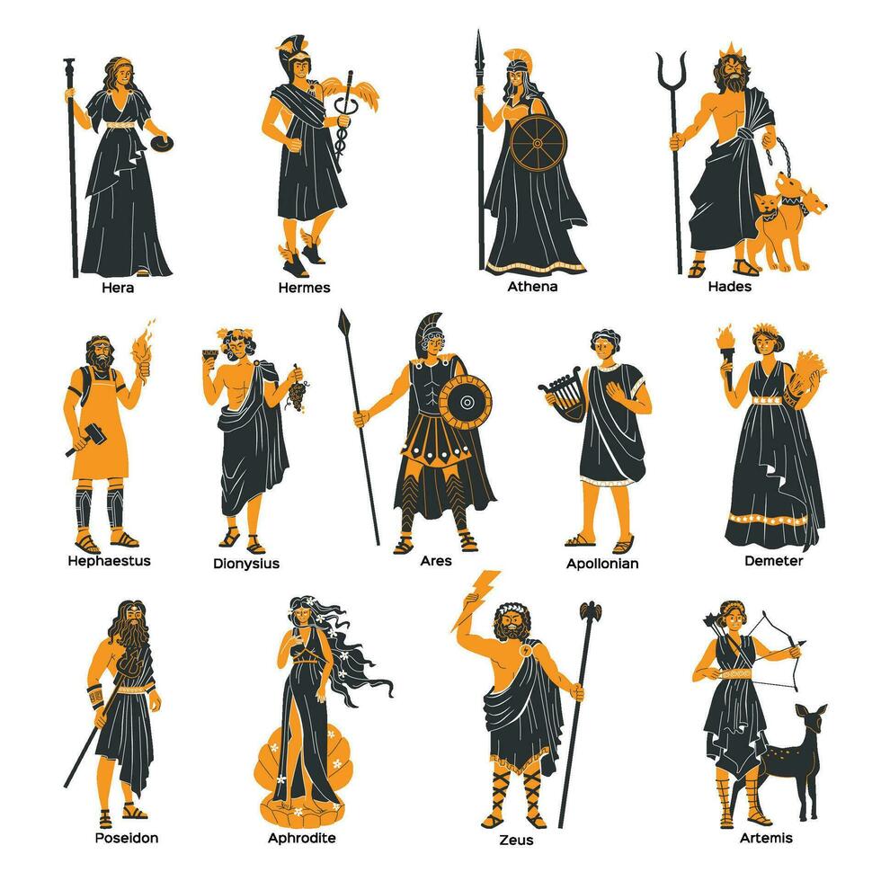 Olympus Gods Flat Set vector