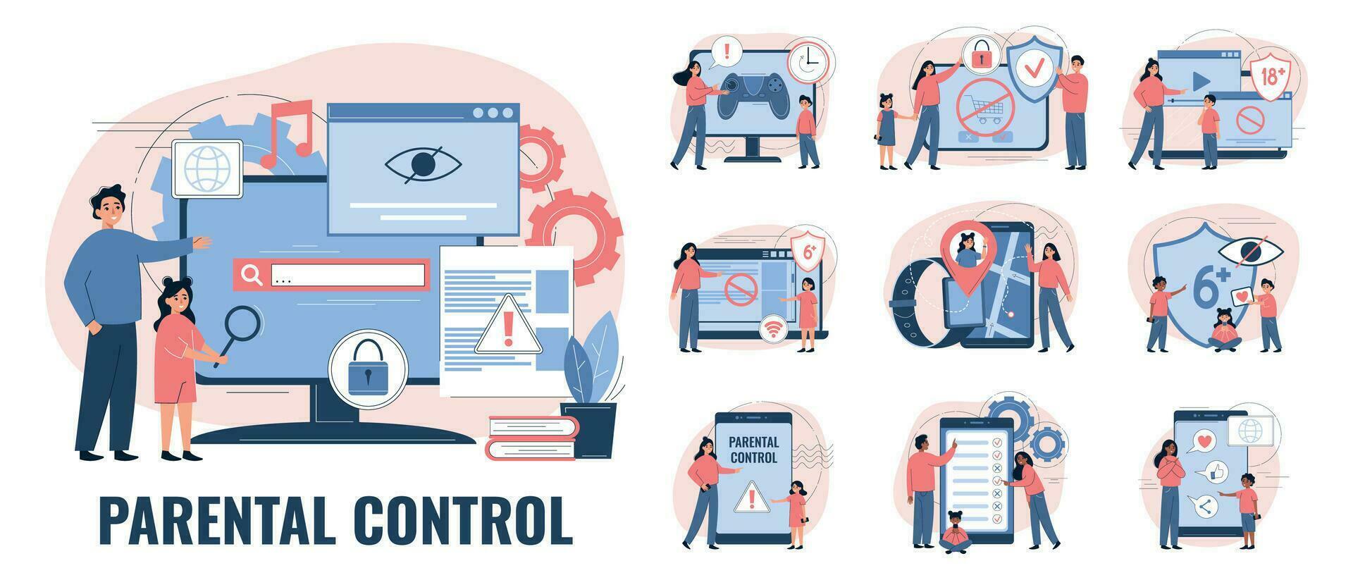 Parental Control Compositions Set vector