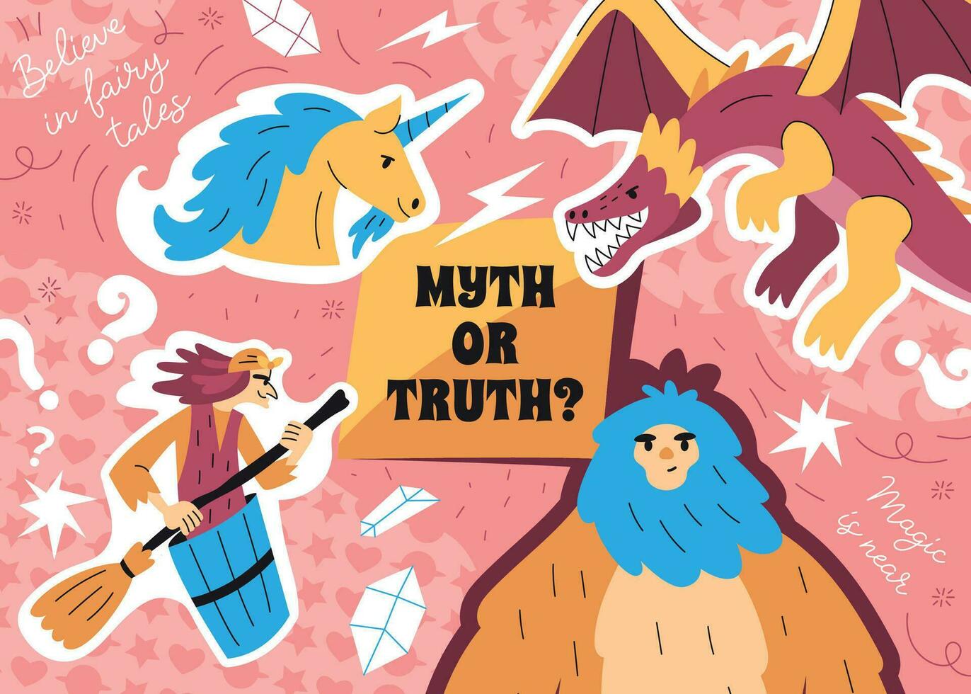 Myth Or Truth Collage vector