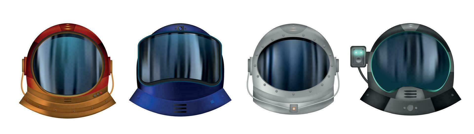 Astronaut Helmets Realistic Set vector