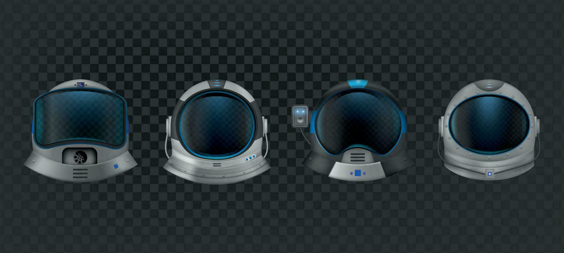 Astronaut Helmets Transparent Set vector