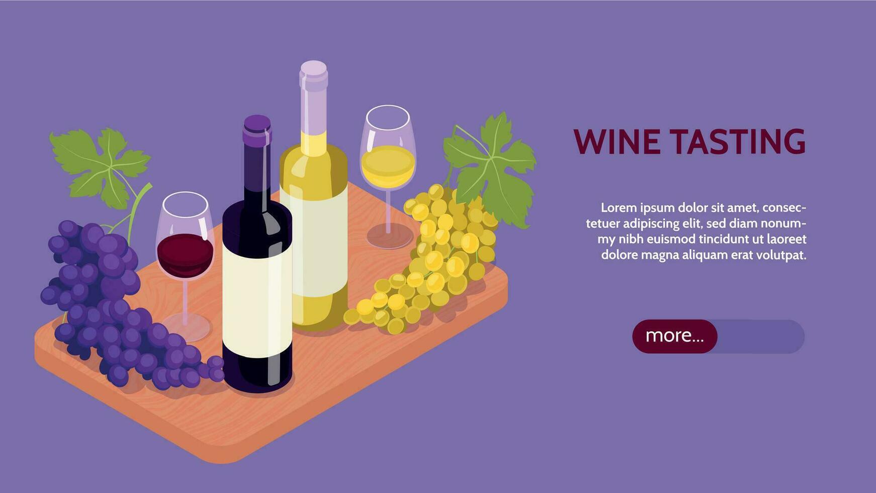 Isometric Vineyard Horizontal Banner vector