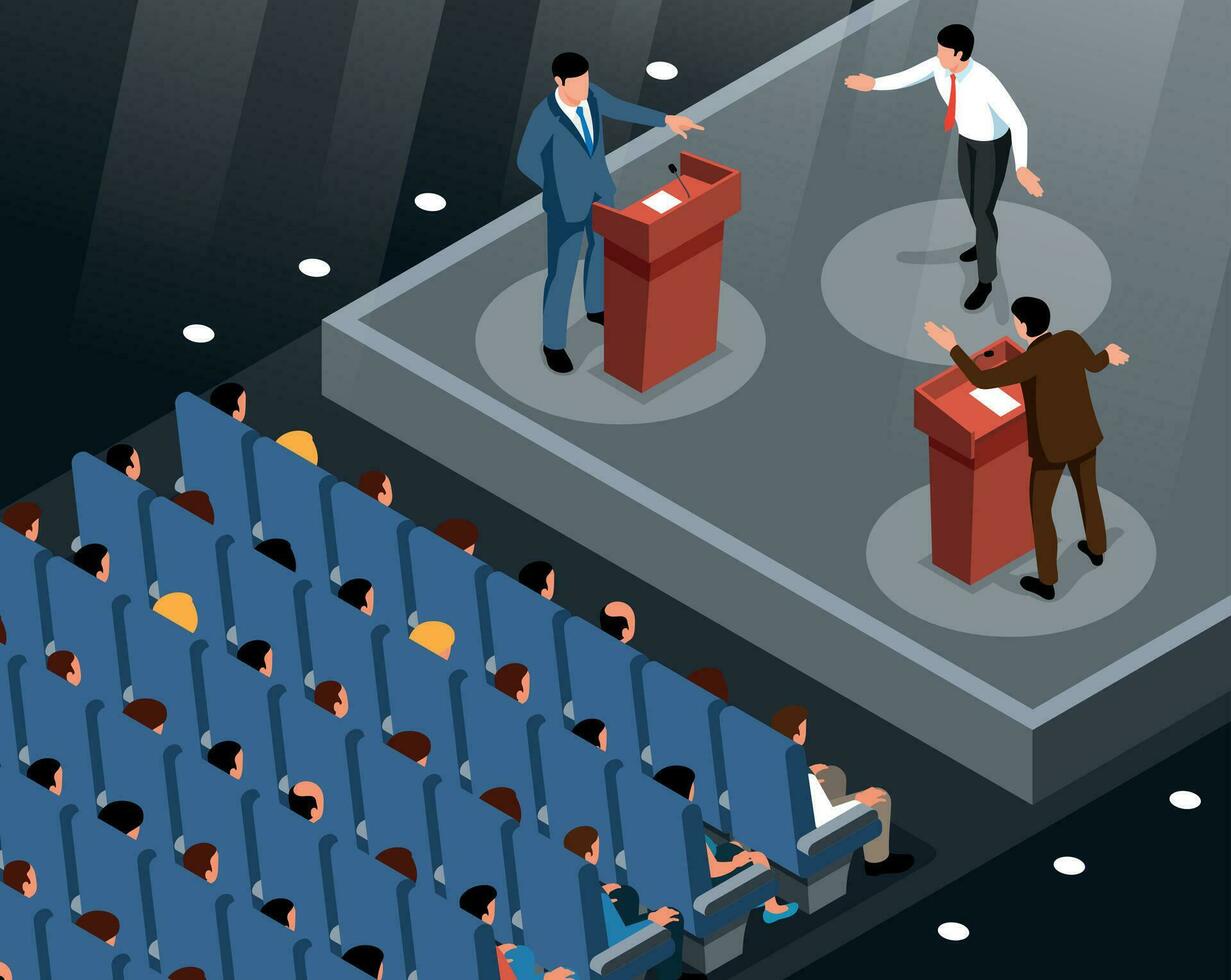 Isometric Debate Illustration vector