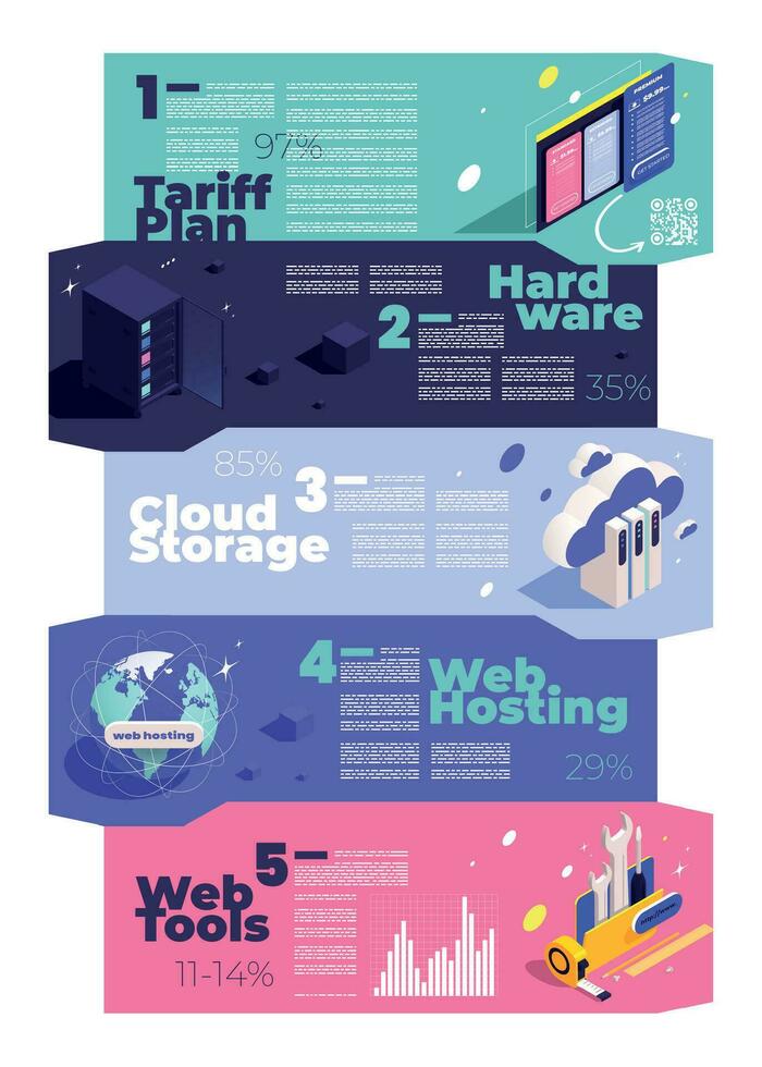 Web Hosting Isometric Infographics vector