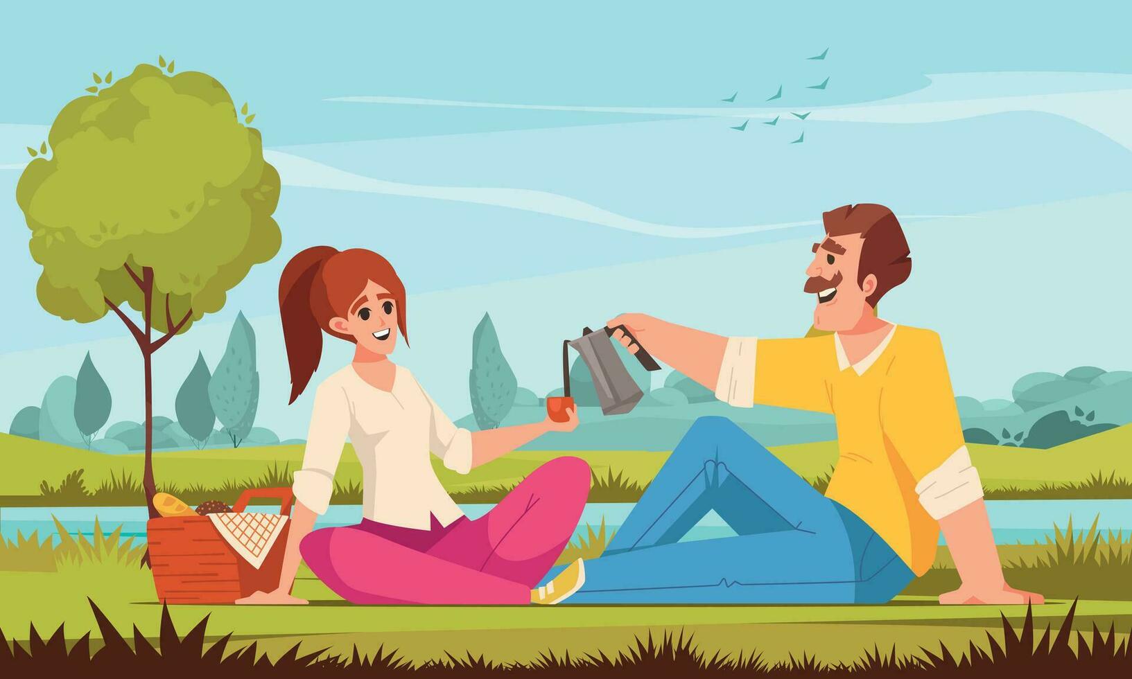 Picnic Cartoon Concept vector