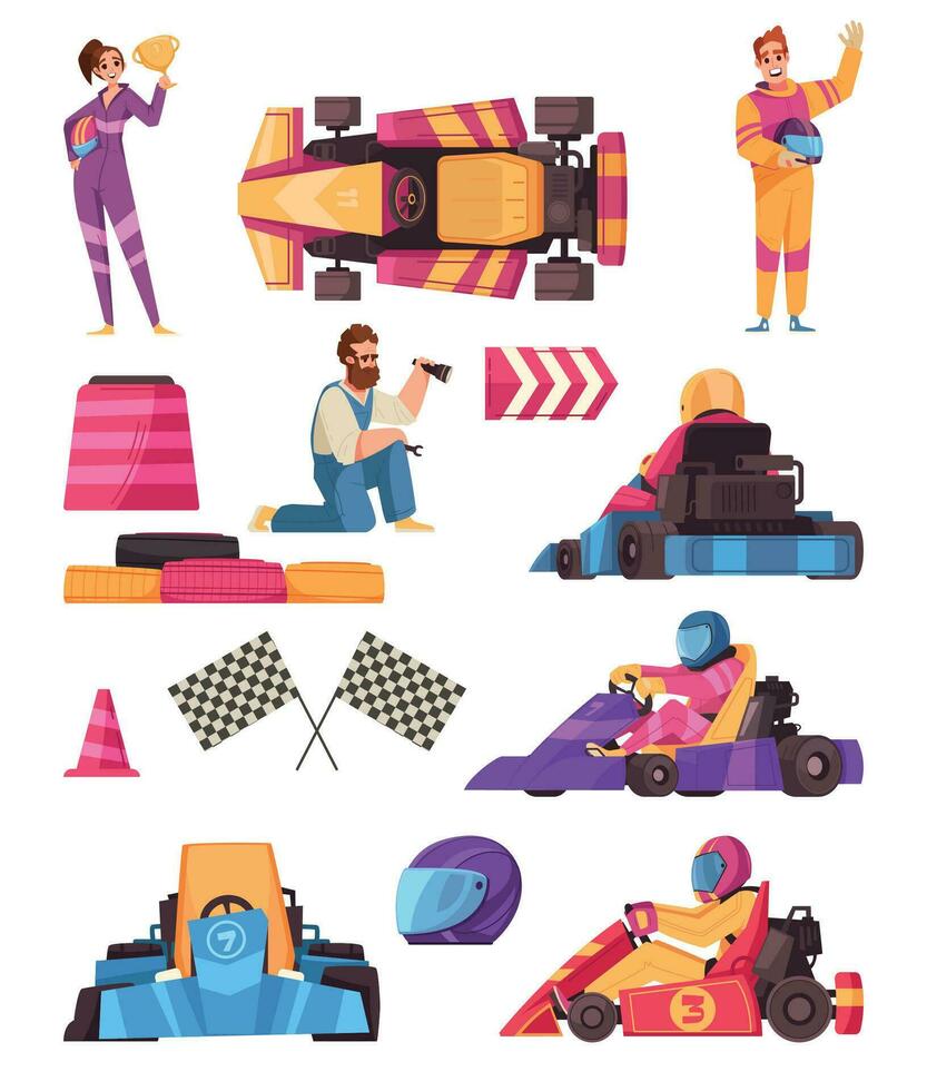 Karting Cartoon Set vector