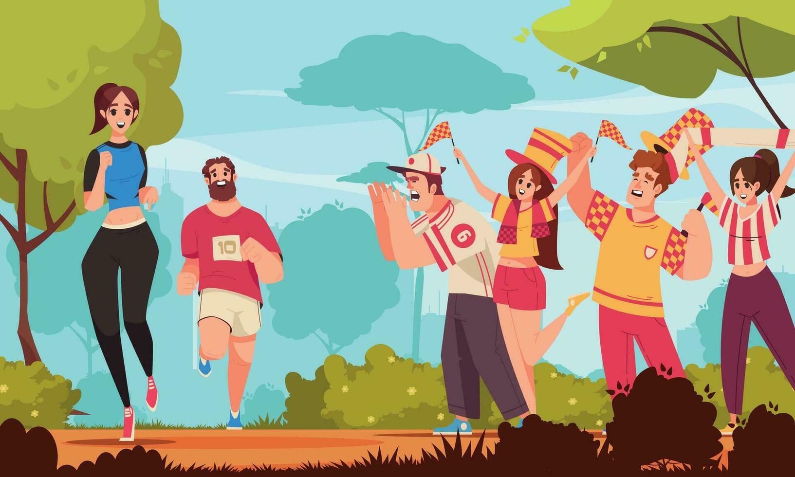 City Runners Cartoon vector