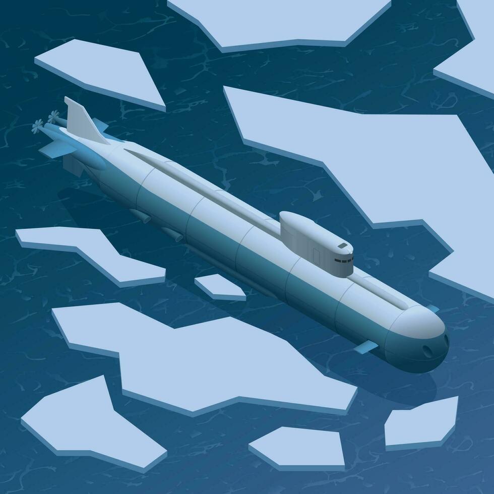 Submarine Crushing Ice Composition vector