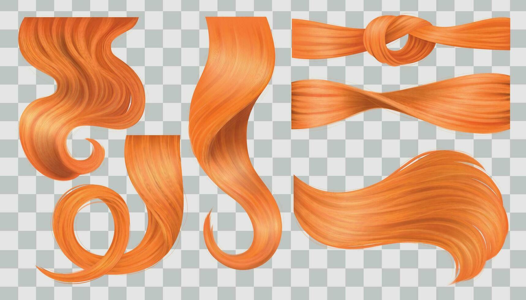 Red Hair Curls Set vector