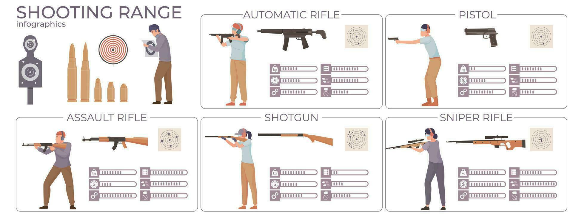 disparo rango plano infografia vector