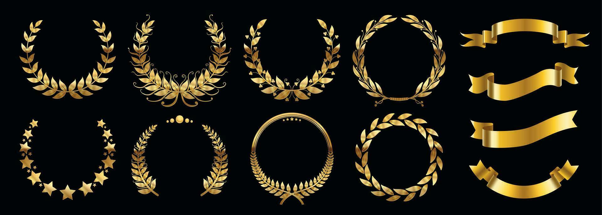 Ribbon Wreath Winner Set 25804193 Vector Art at Vecteezy