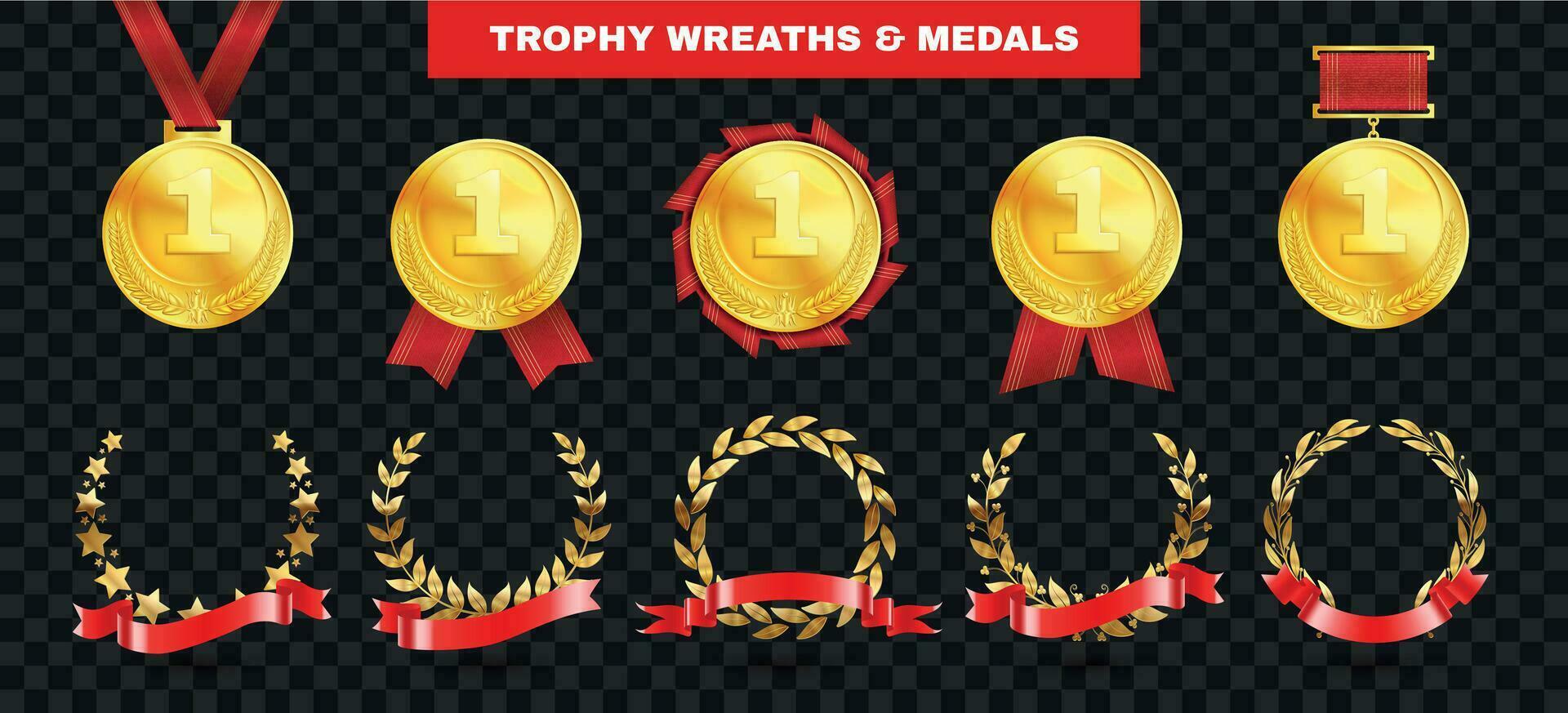 Medal Prize Wreath Set vector