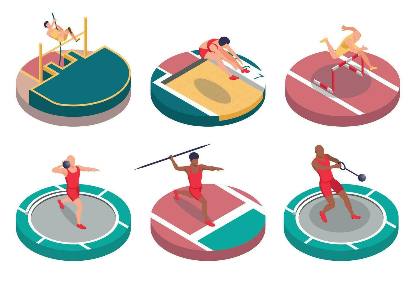Light Athletics Isometric Compositions vector