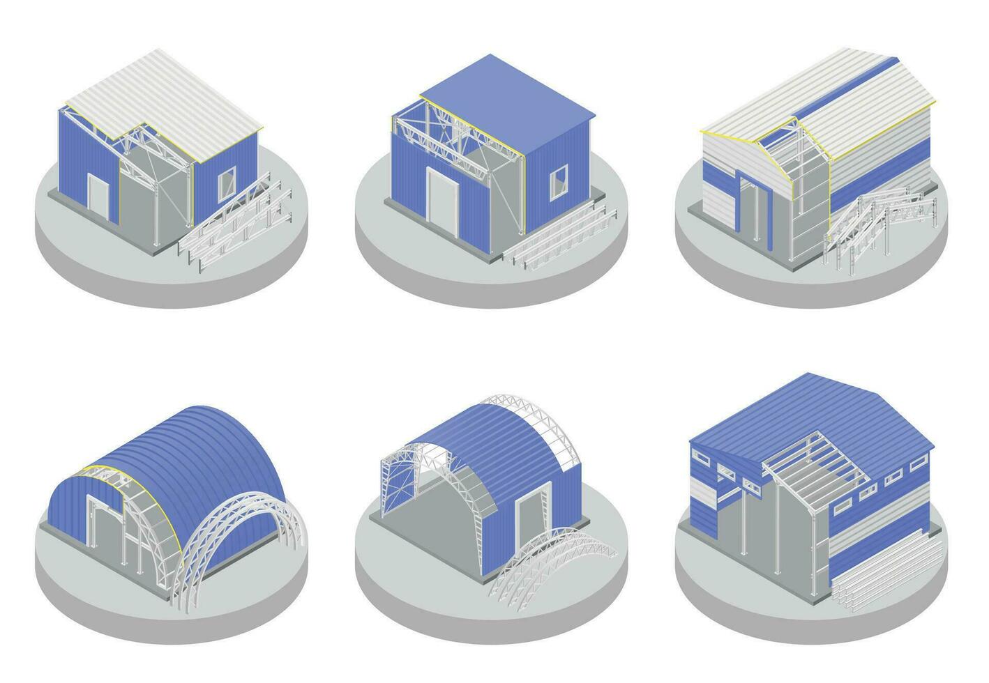 Metal Construction Isometric Compositions vector